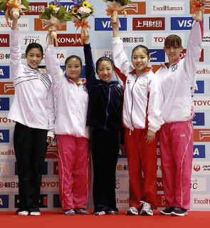 体操の田中理恵、選手たちの集合写真